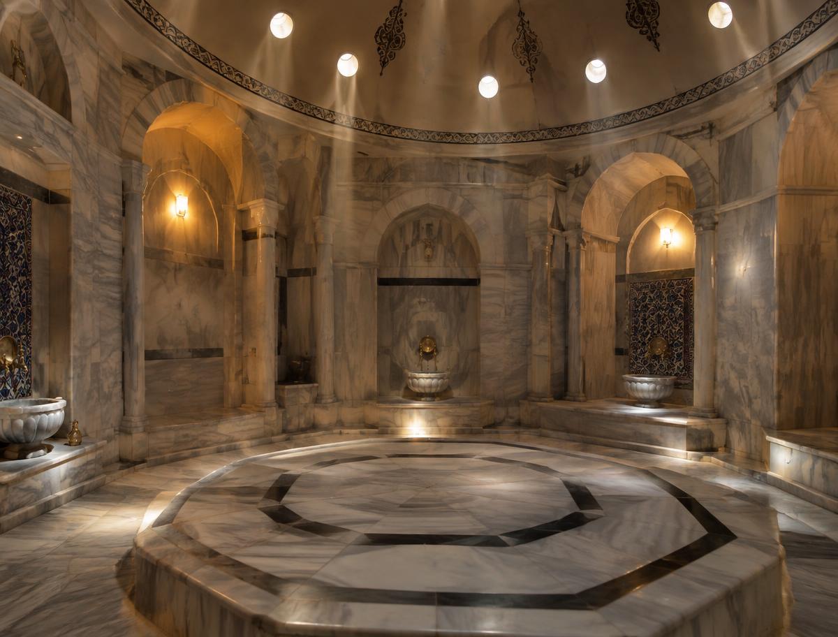 Interior de un hammam tradicional en Turquía