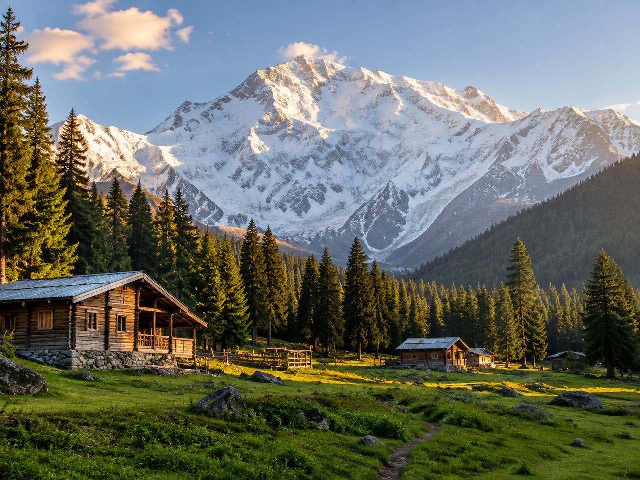 Praderas de Fairy Meadows frente al Nanga Parbat, Pakistán