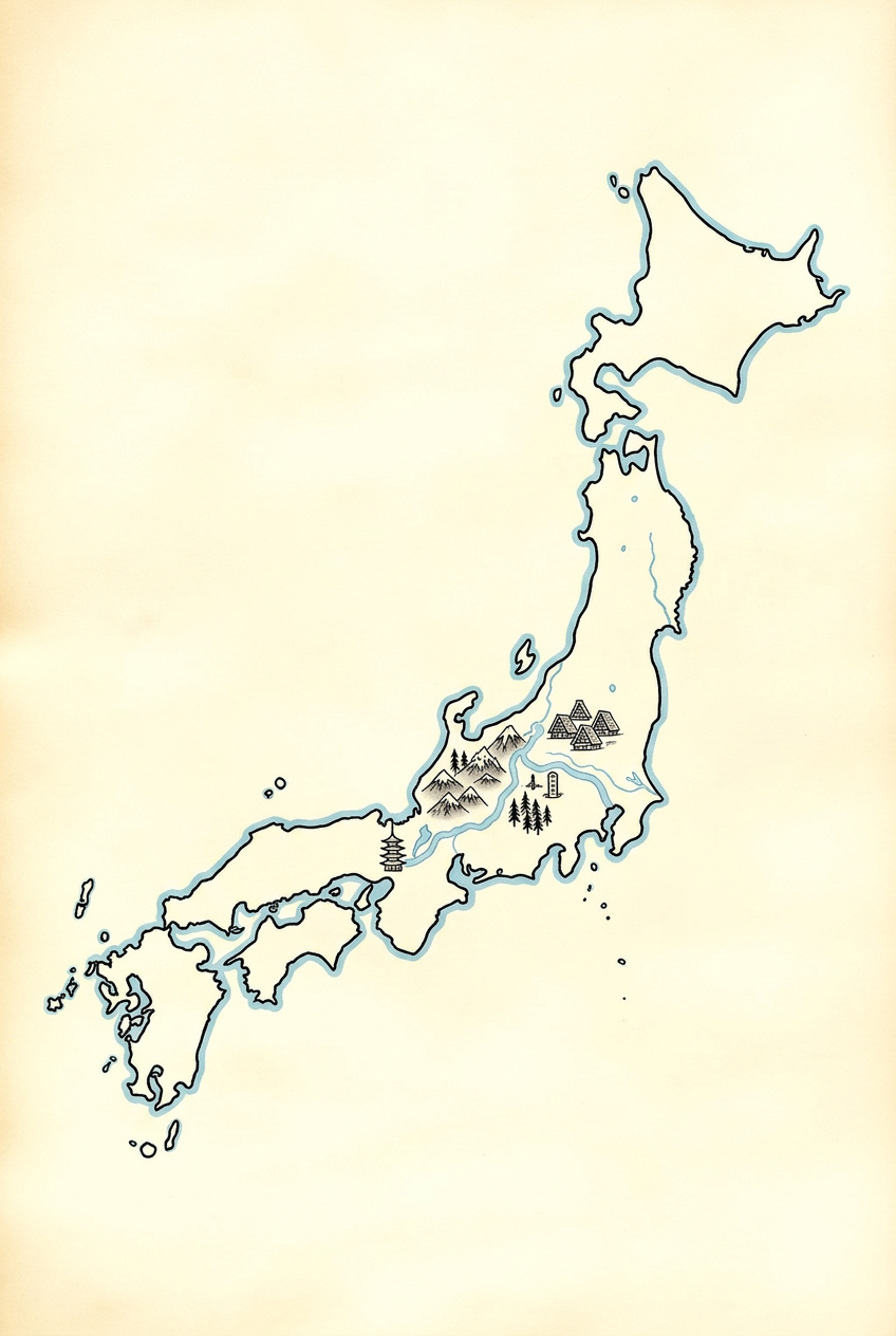 Illustrated route map of Japan on Foot: Alps & Nakasendo